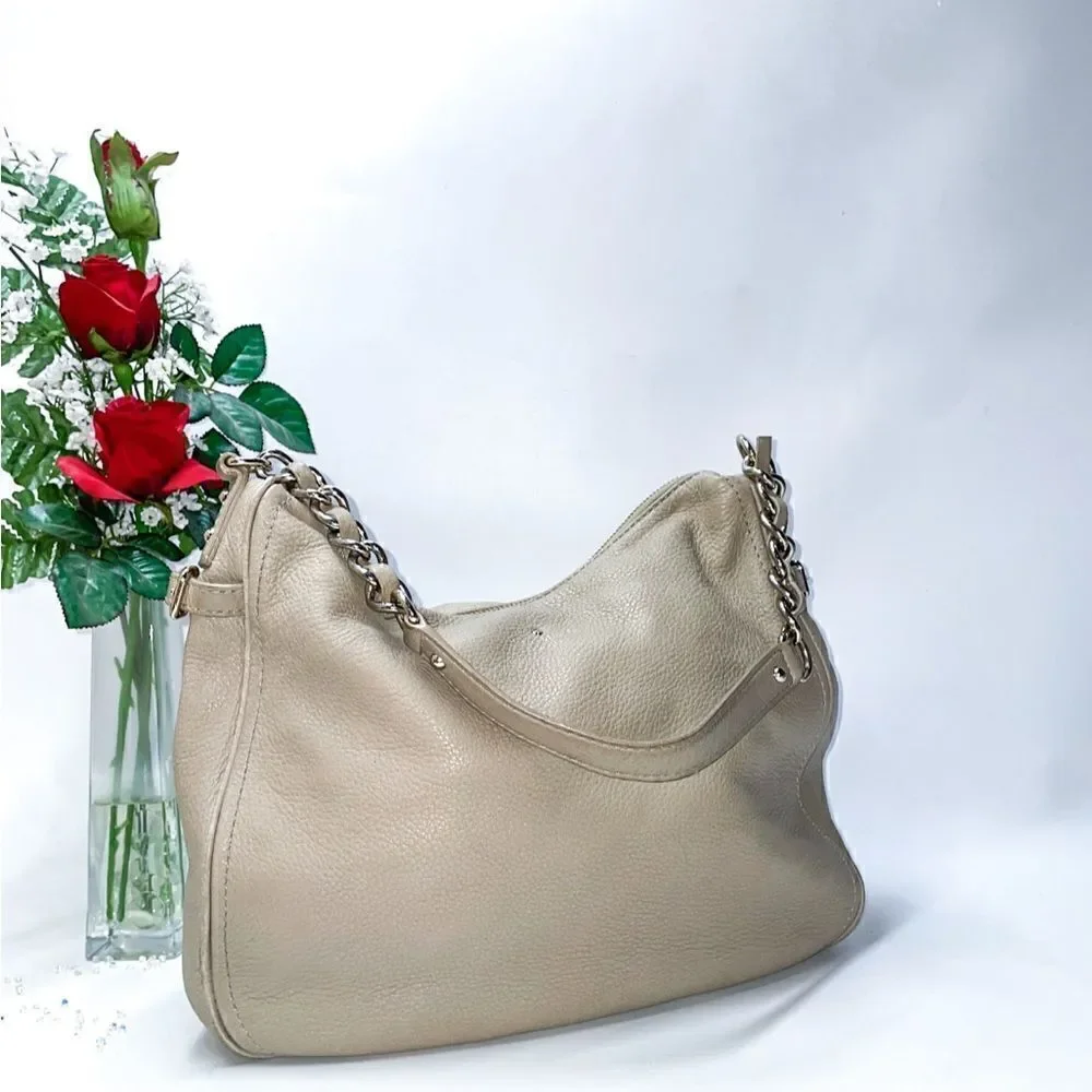 Kate Spade Leather Hobo Bag Gray Large